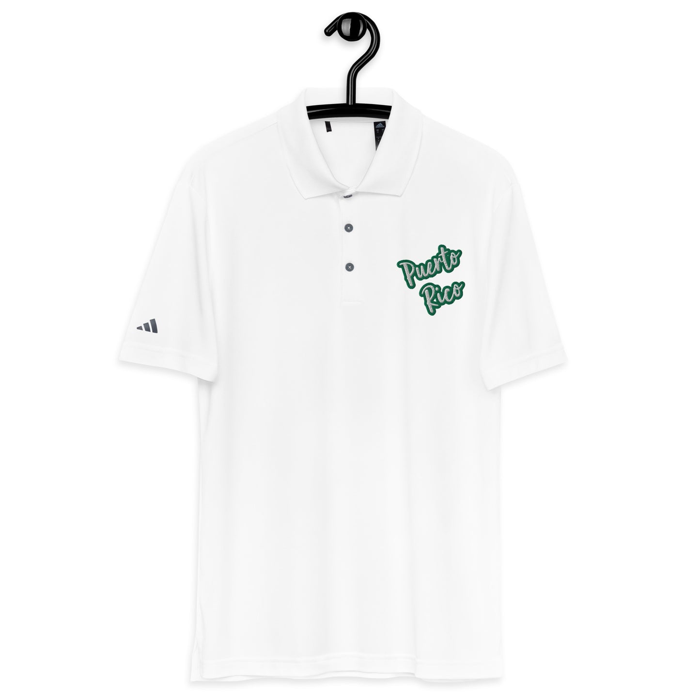 adidas performance polo shirt - Puerto Rico White Text, Kelly Green Color Outline