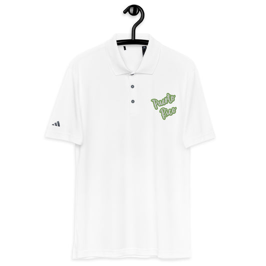 adidas performance polo shirt - Puerto Rico White Text, Kiwi Color Outline