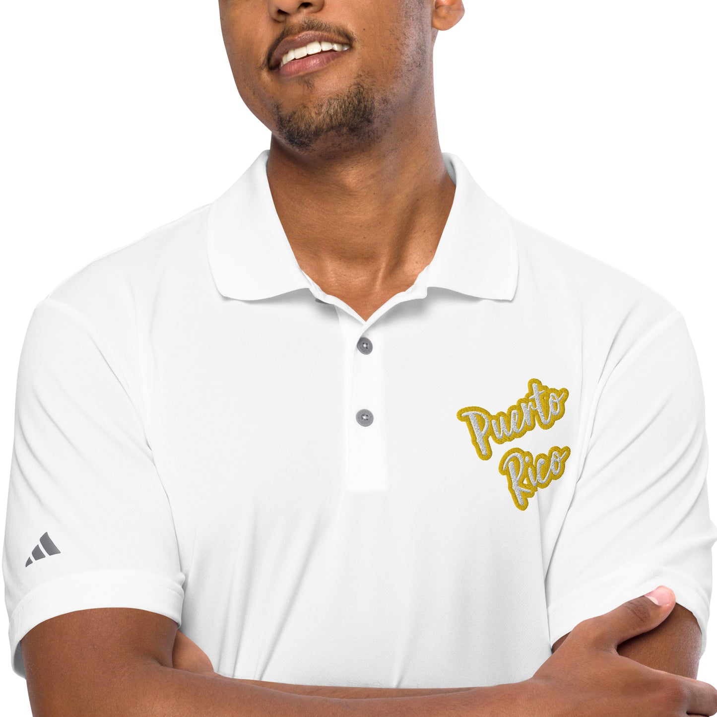 adidas performance polo shirt - Puerto Rico White Text, Yellow Color Outline