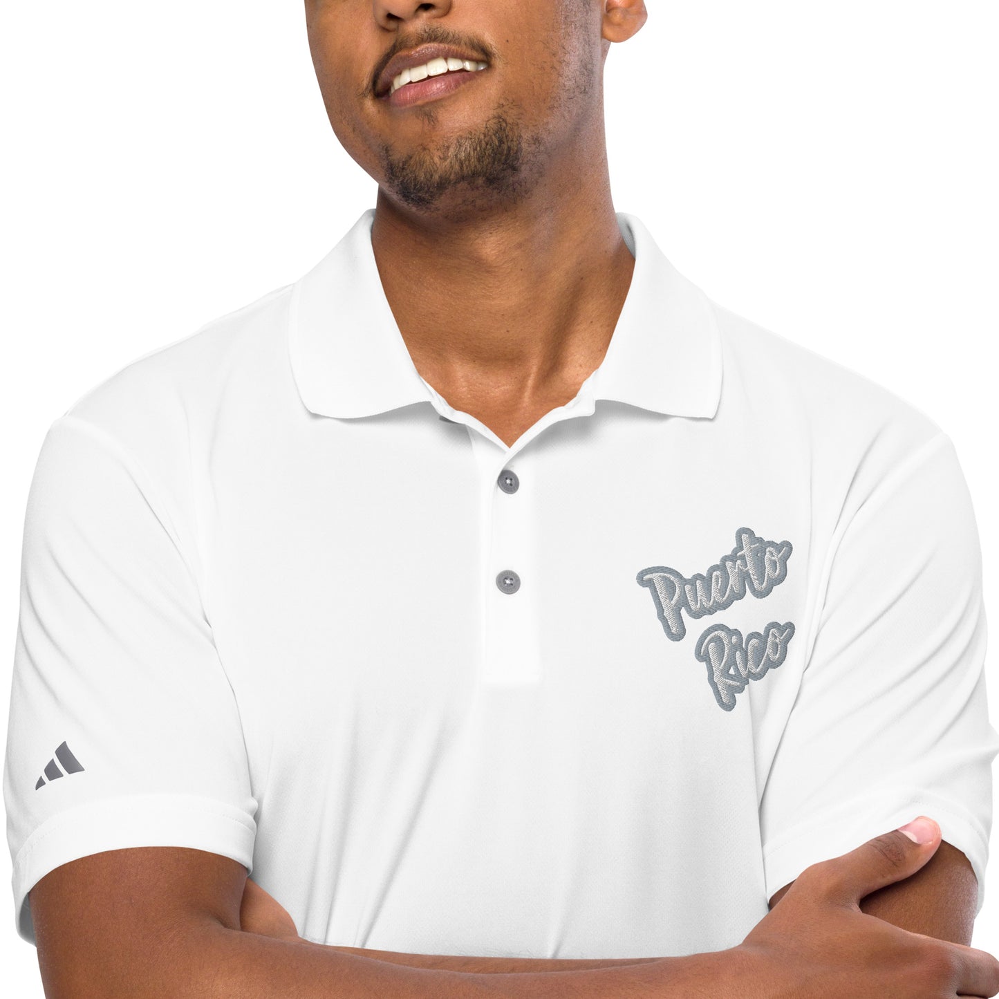 adidas performance polo shirt - Puerto Rico White Text, Grey Color Outline