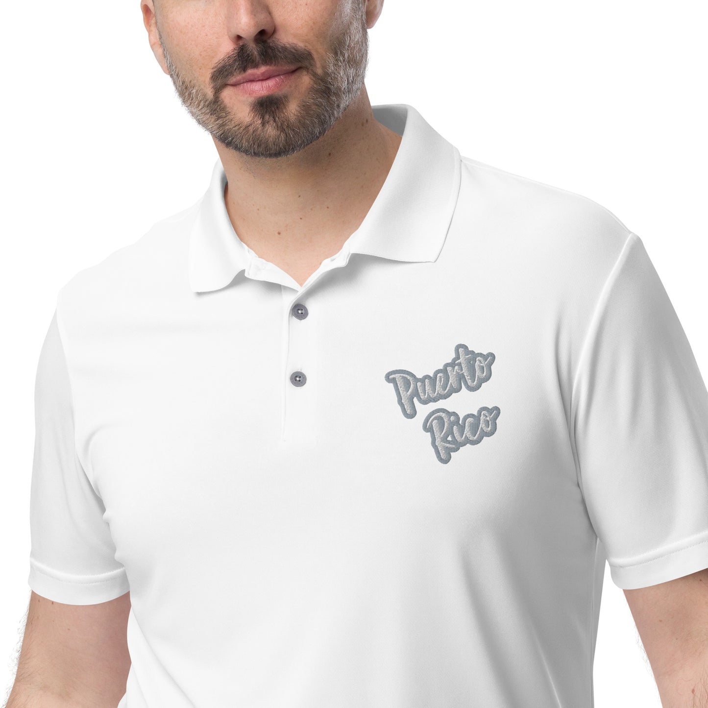 adidas performance polo shirt - Puerto Rico White Text, Grey Color Outline