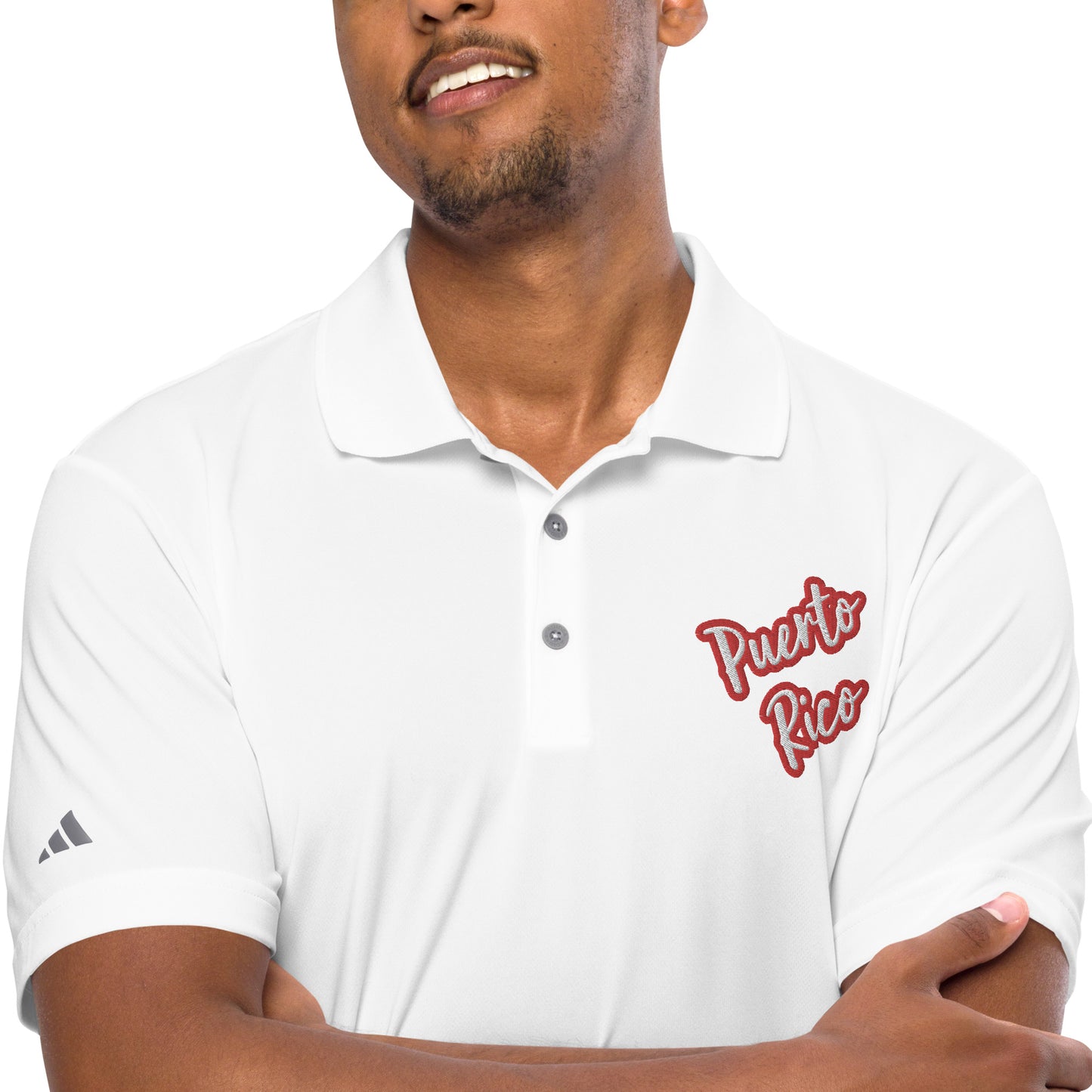 adidas performance polo shirt - Puerto Rico White Text, Red Color Outline