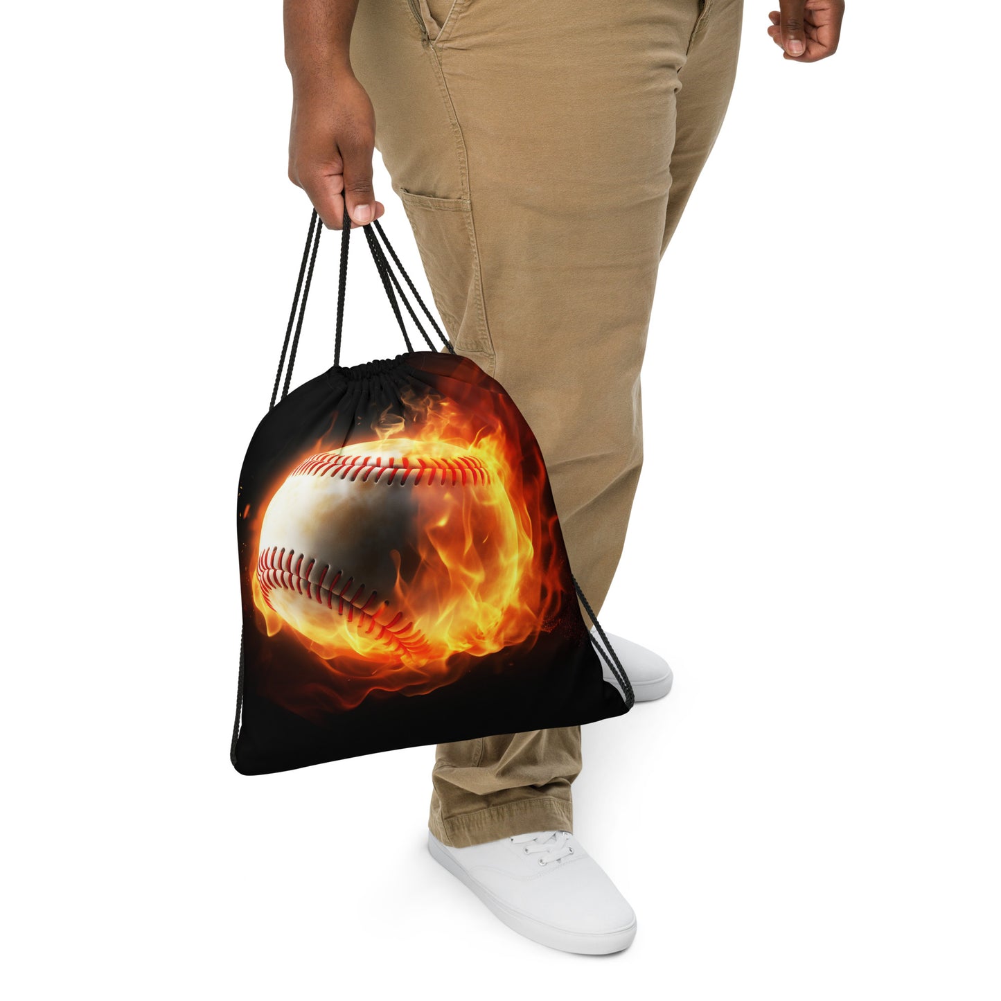 Drawstring bag - Flaming baseball