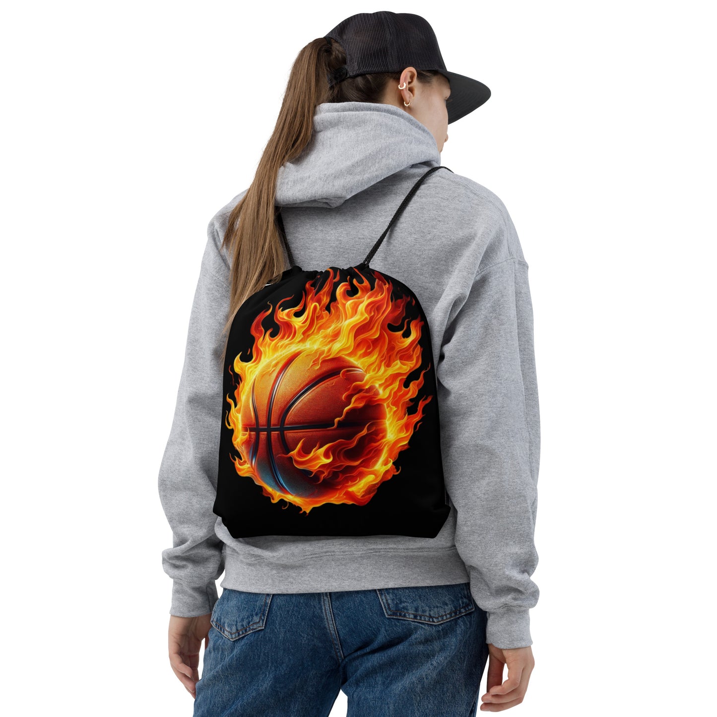 Drawstring bag - Flaming Basketball