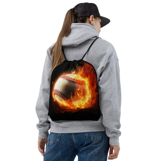 Drawstring bag - Flaming baseball