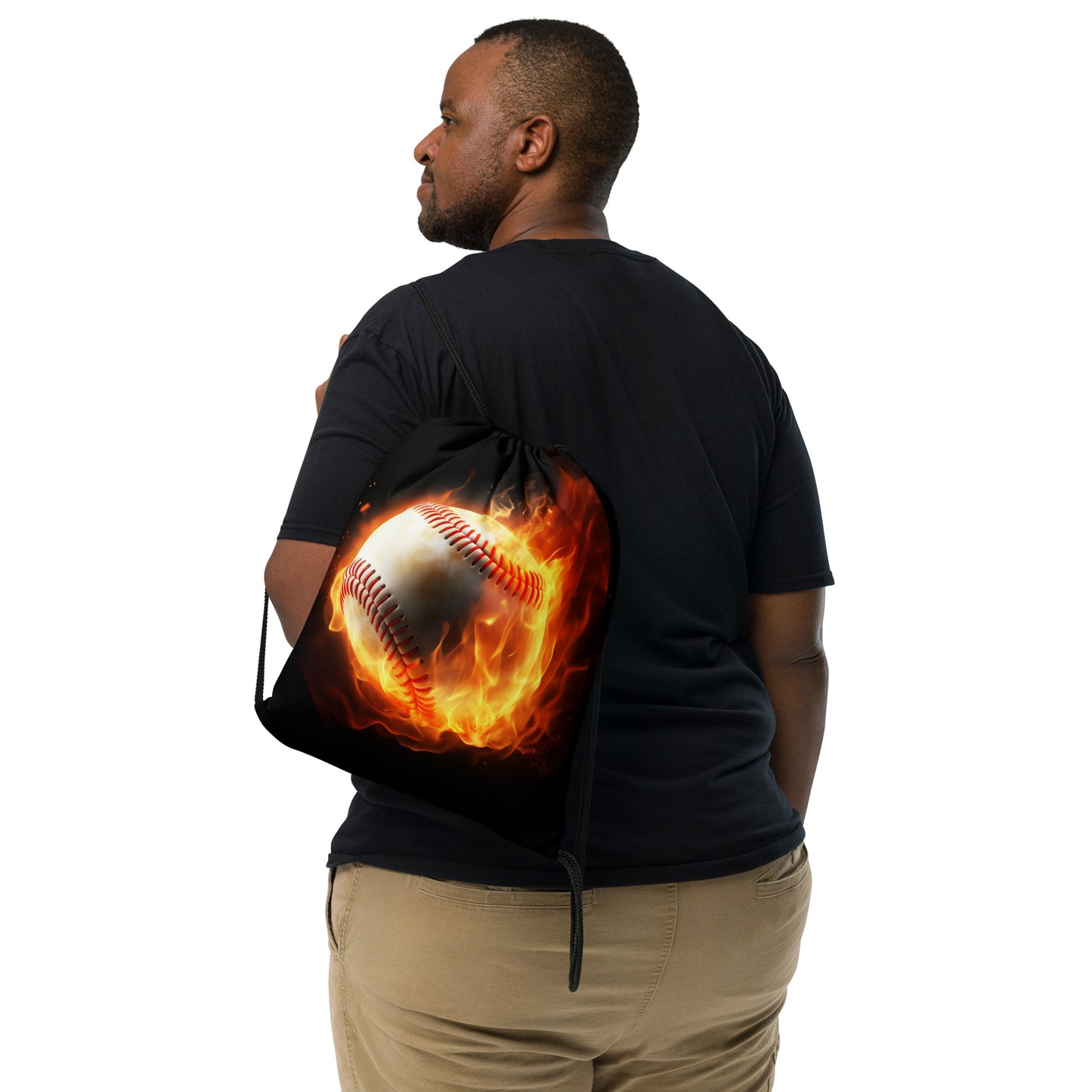 Drawstring bag - Flaming baseball