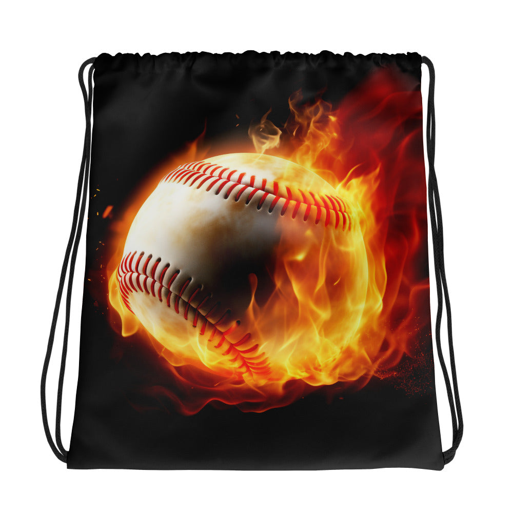 Drawstring bag - Flaming baseball