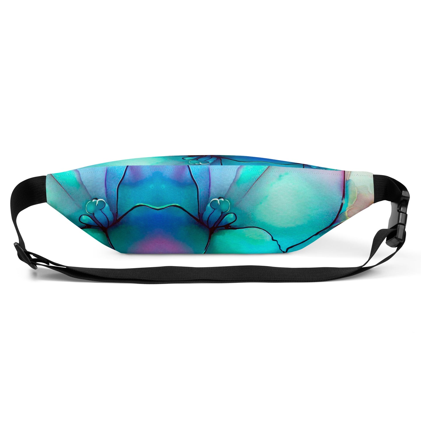 Fanny Pack – Neon looking flower – Teal, Blue and pink