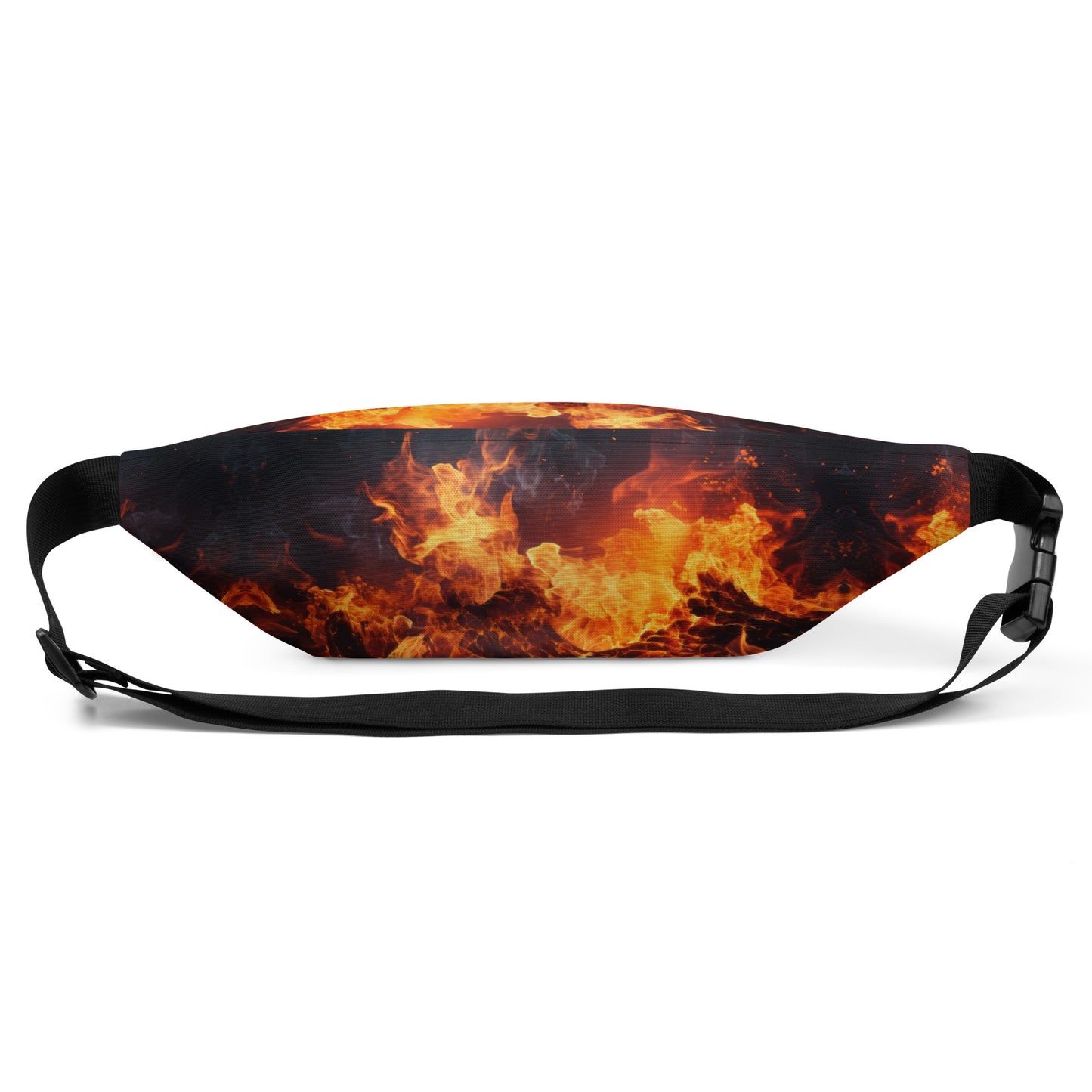 Fanny Pack – Blue Skull with Red Flame background