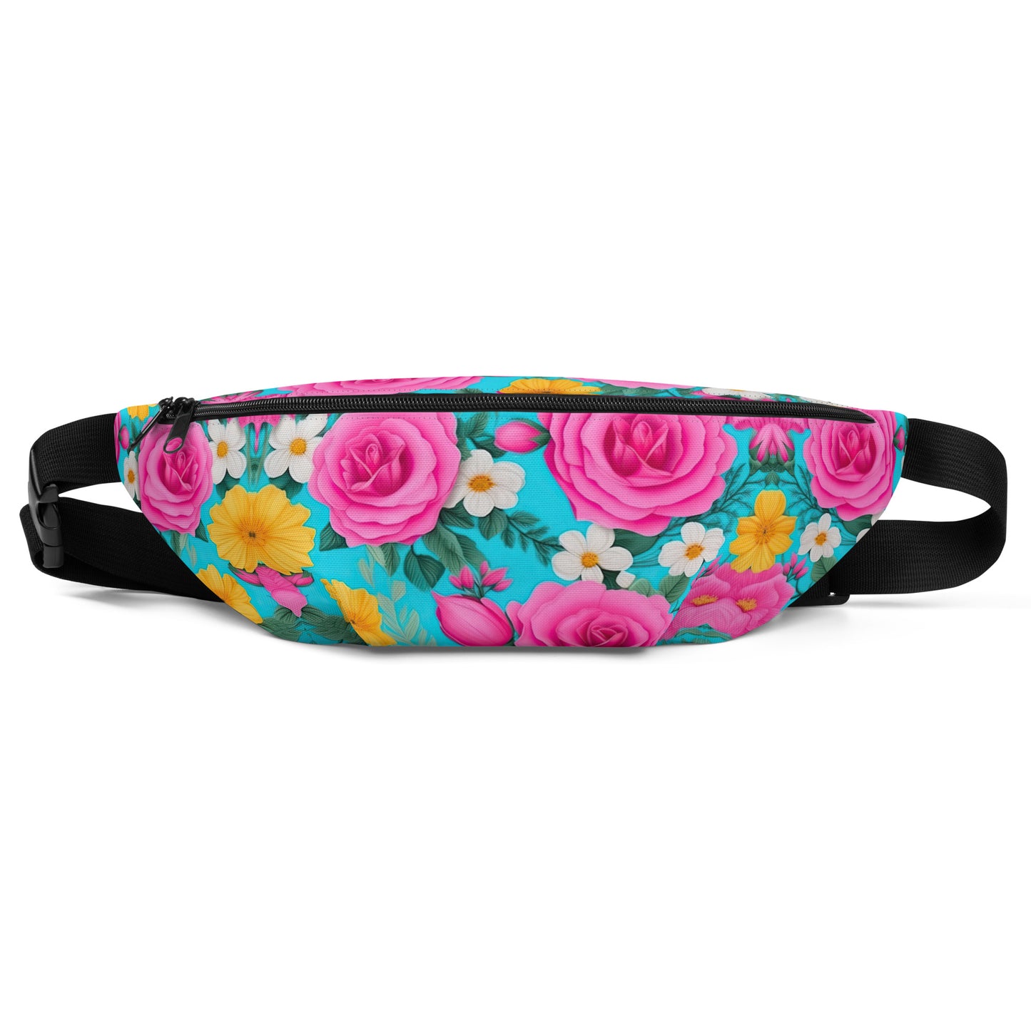 Fanny Pack – Pink Roses with yellow and white flowers