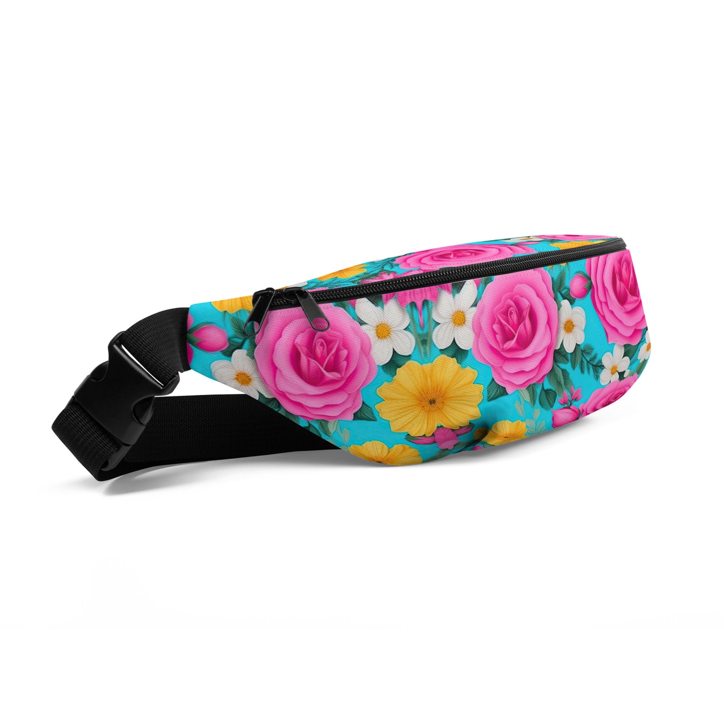 Fanny Pack – Pink Roses with yellow and white flowers