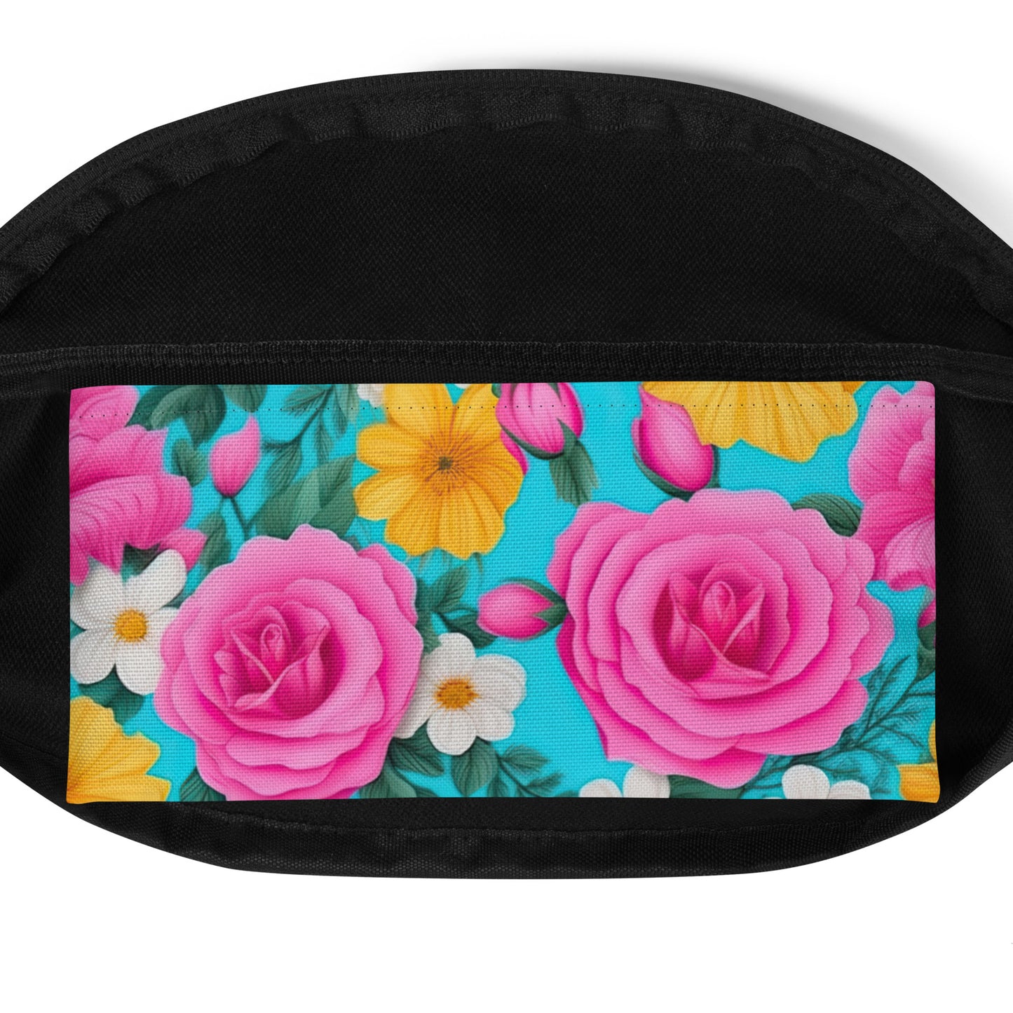 Fanny Pack – Pink Roses with yellow and white flowers