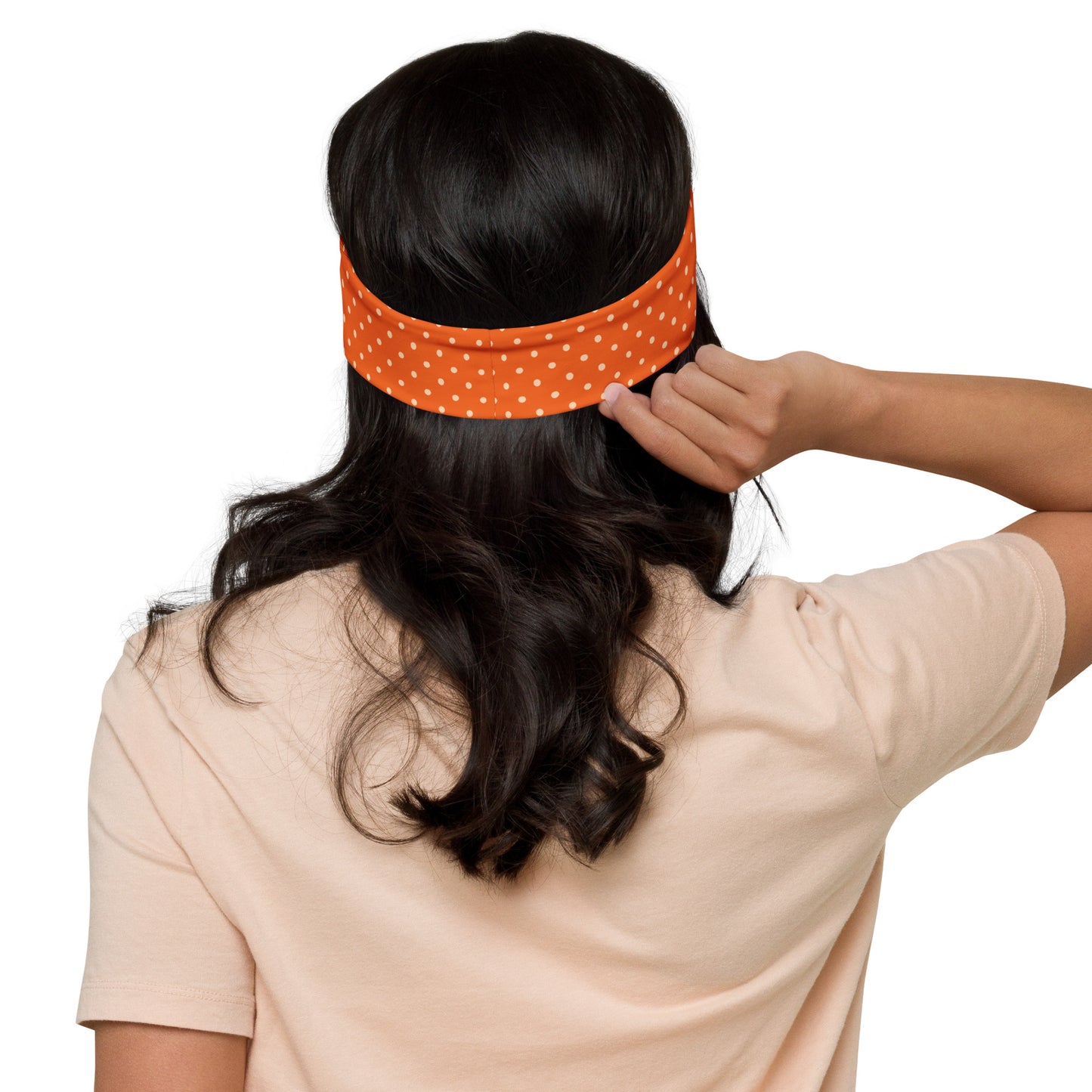 Headband - Orange Peach Polka Dots