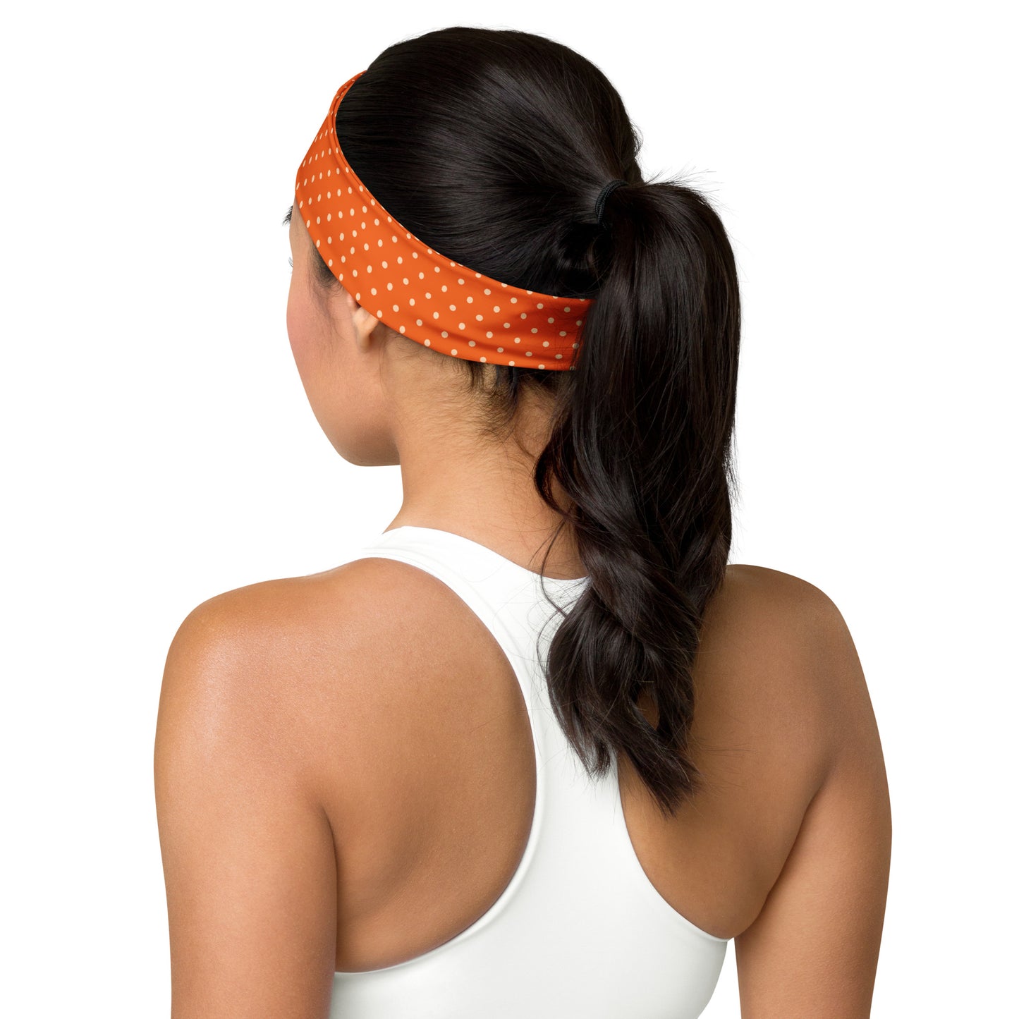 Headband - Orange Peach Polka Dots