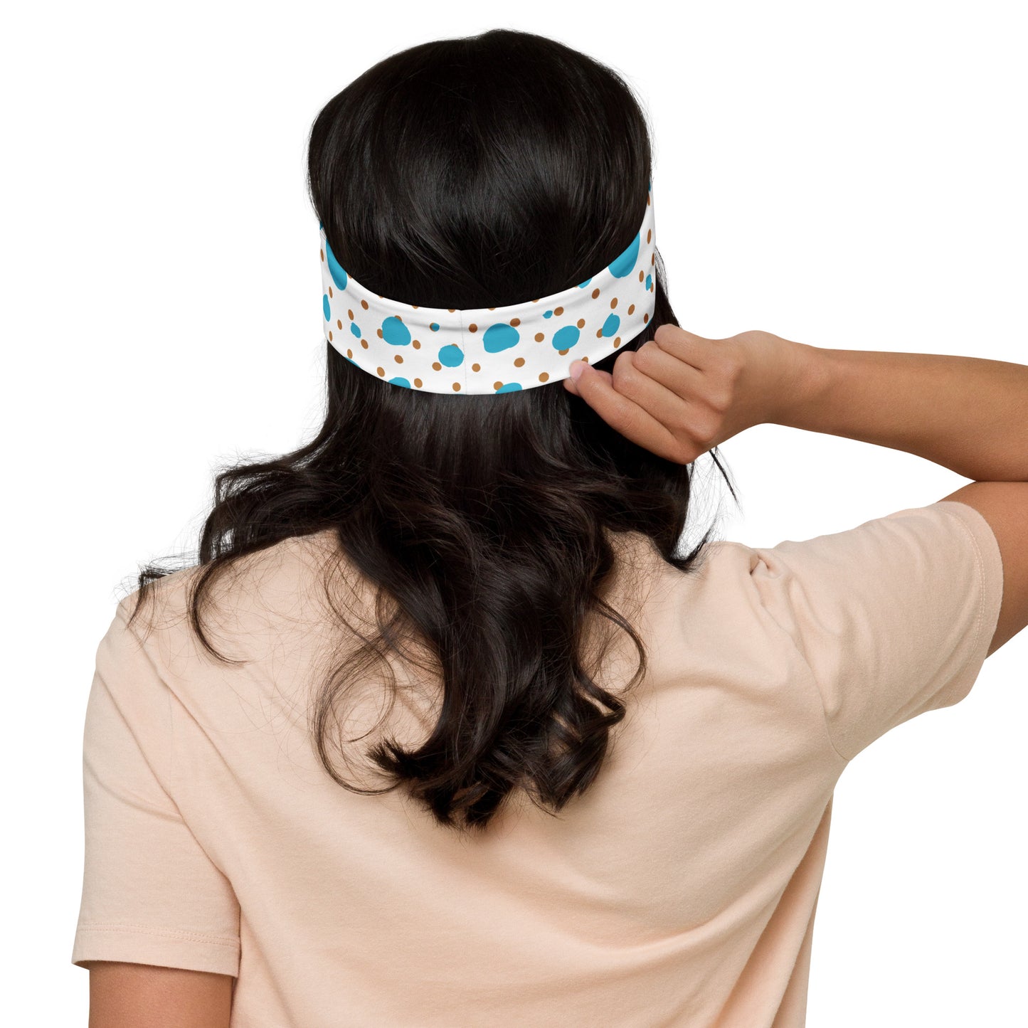 Headband - Brown and Blue Polka Dots