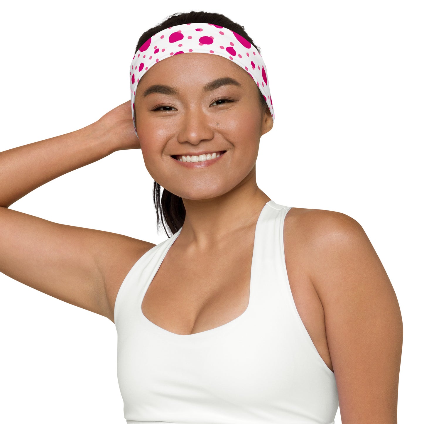 Headband - Small and Large Pink Polka Dots