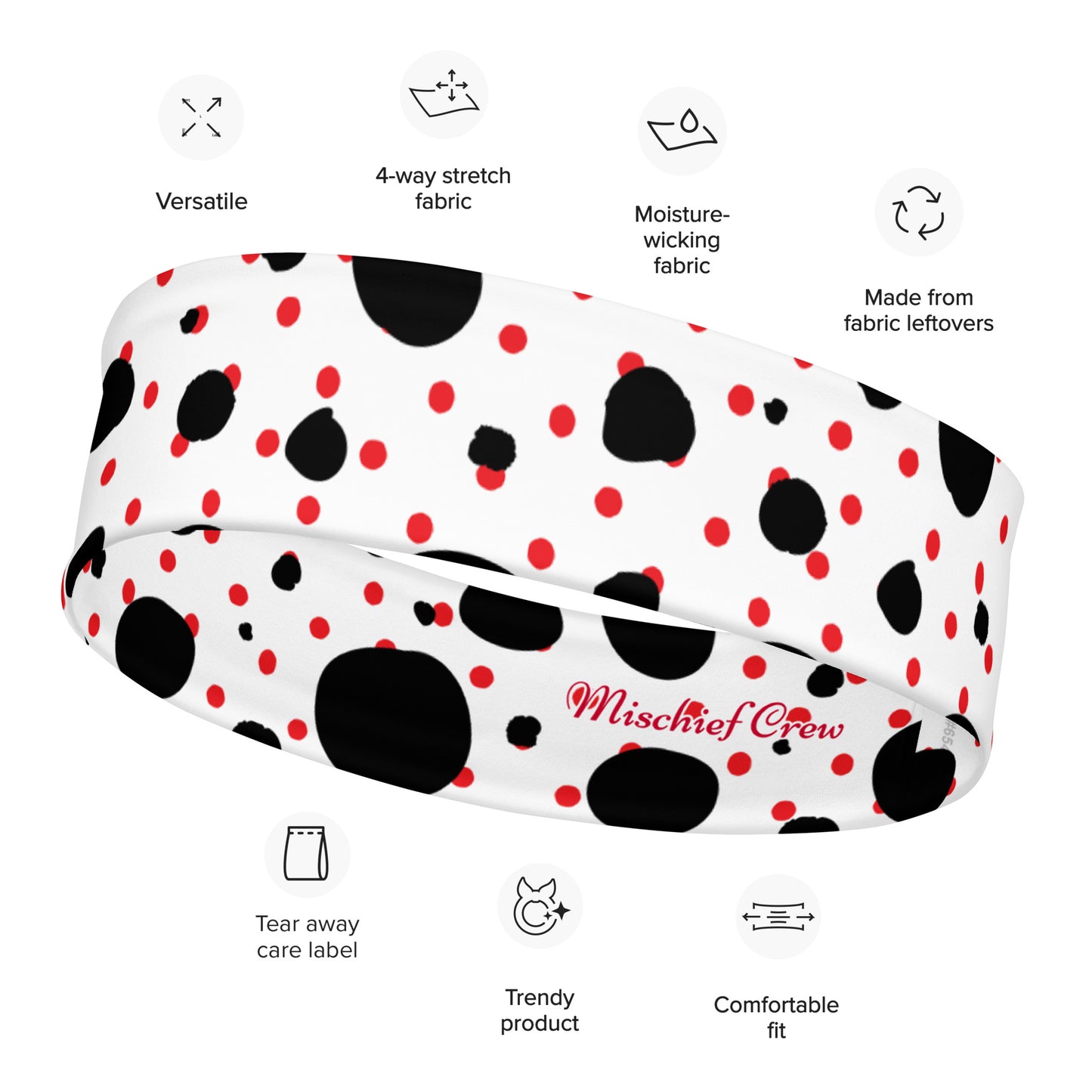 Headband - Black Red Polka Dots