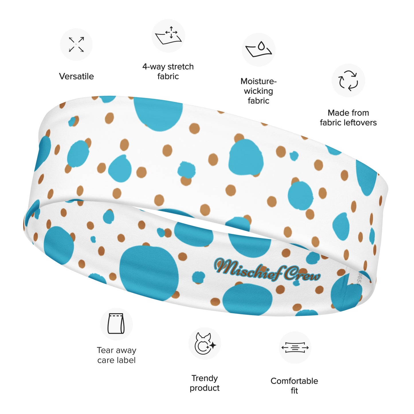 Headband - Brown and Blue Polka Dots