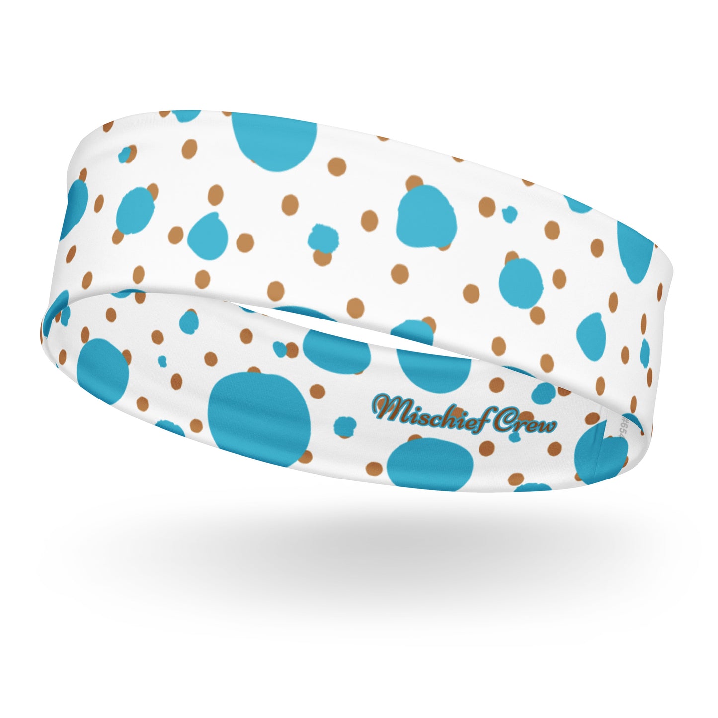 Headband - Brown and Blue Polka Dots