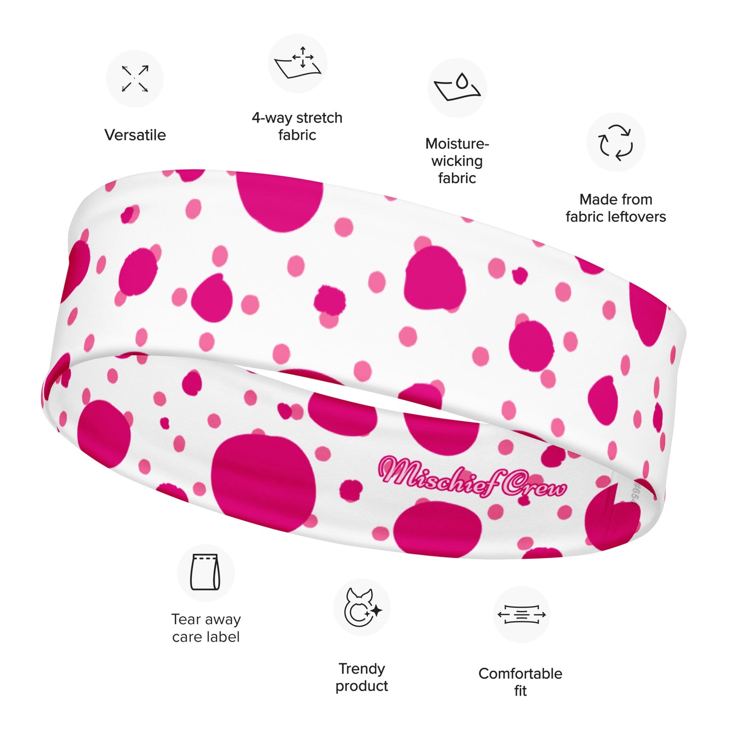 Headband - Small and Large Pink Polka Dots