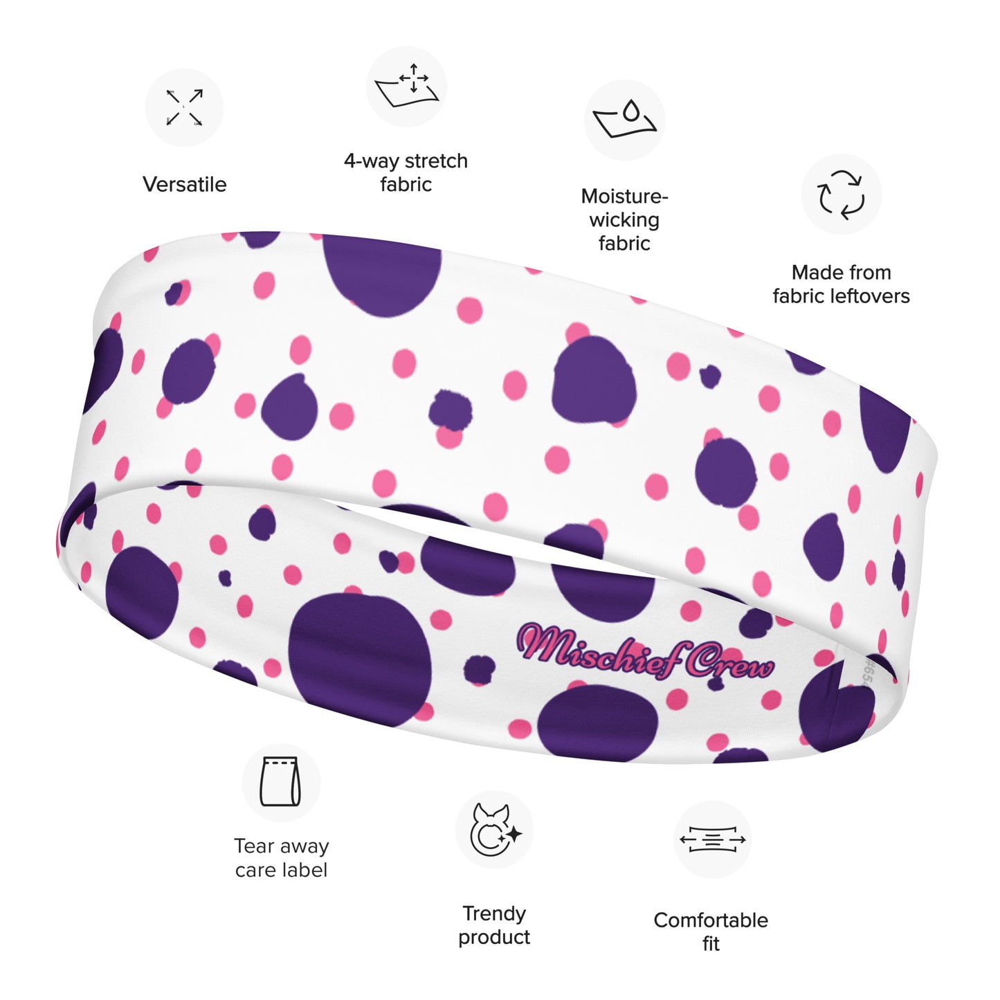 Headband - Purple and Pink Polka Dots