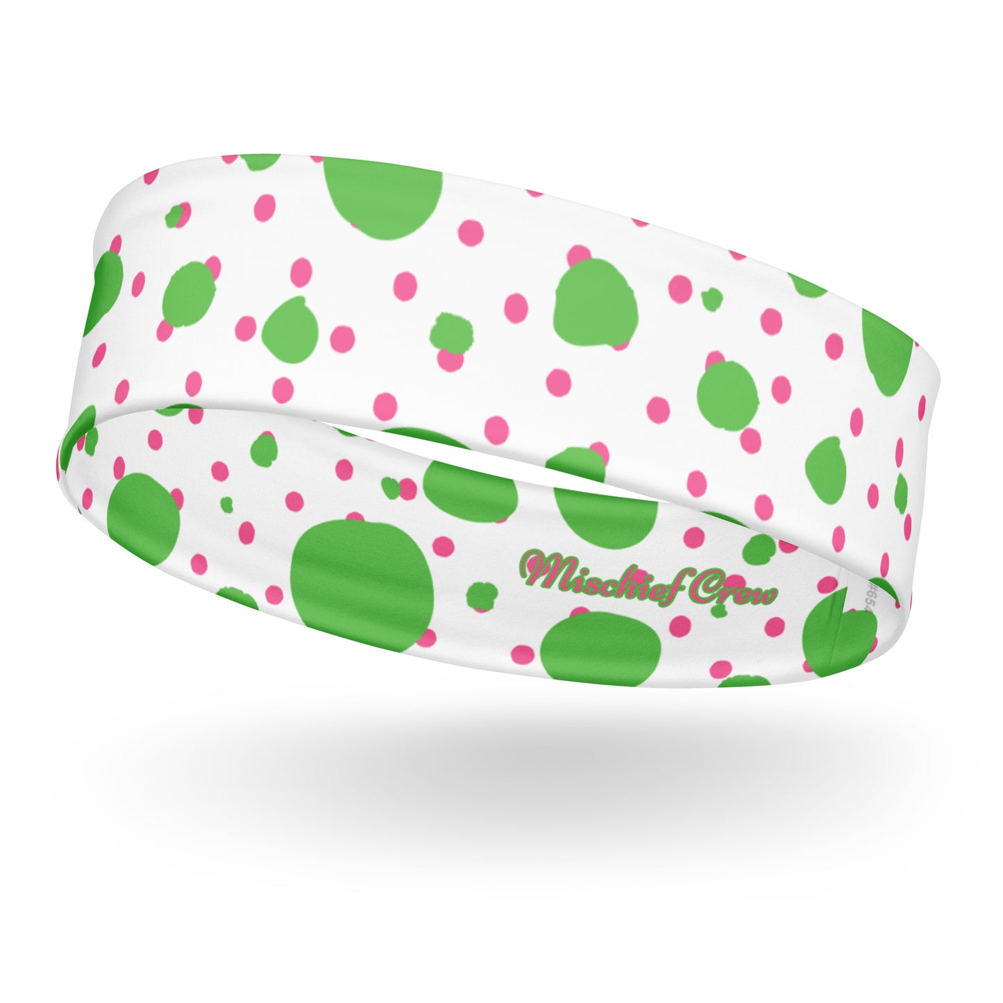 Headband - Green and Pink Polka Dots