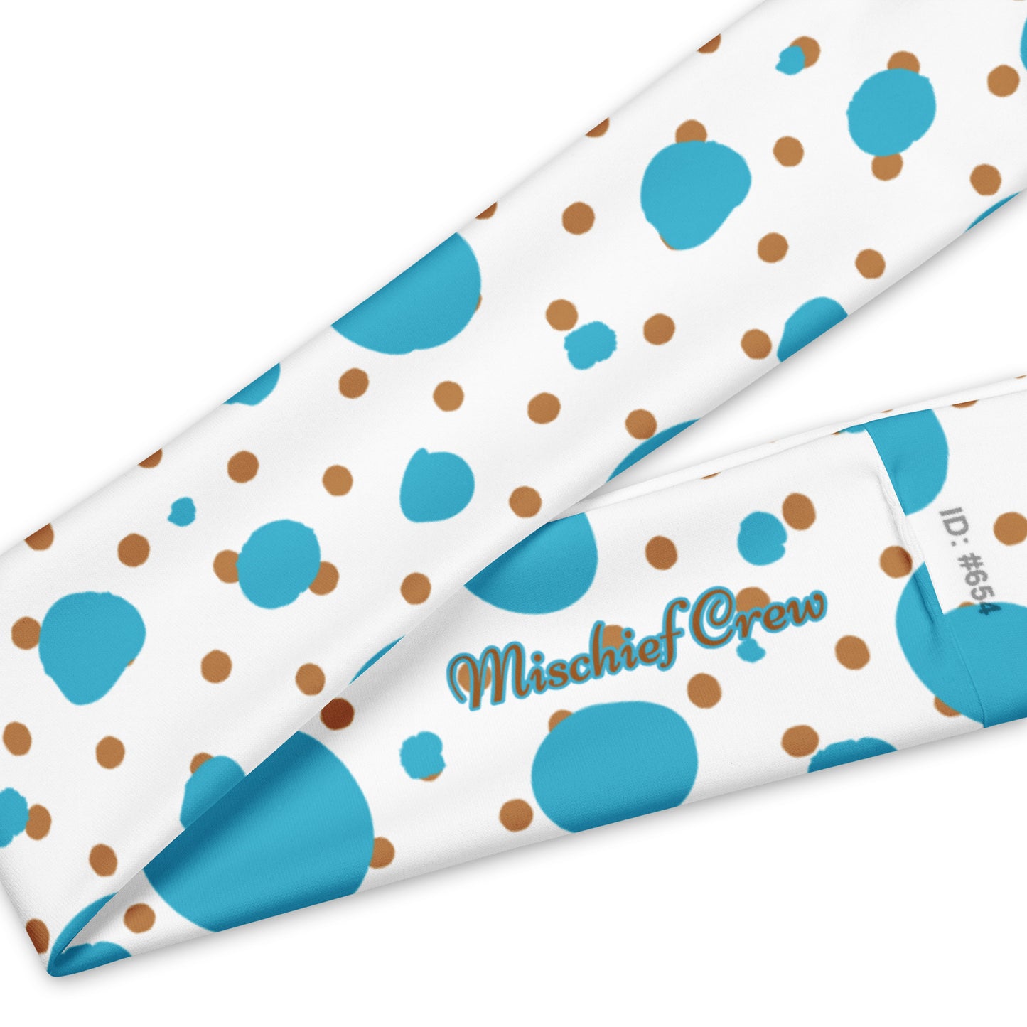 Headband - Brown and Blue Polka Dots