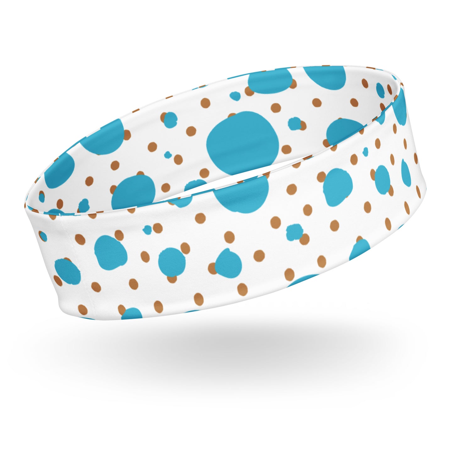 Headband - Brown and Blue Polka Dots