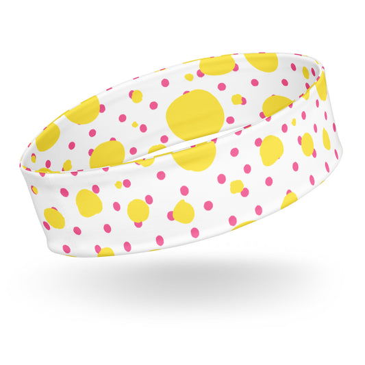 Headband - Yellow and Pink Polka Dots