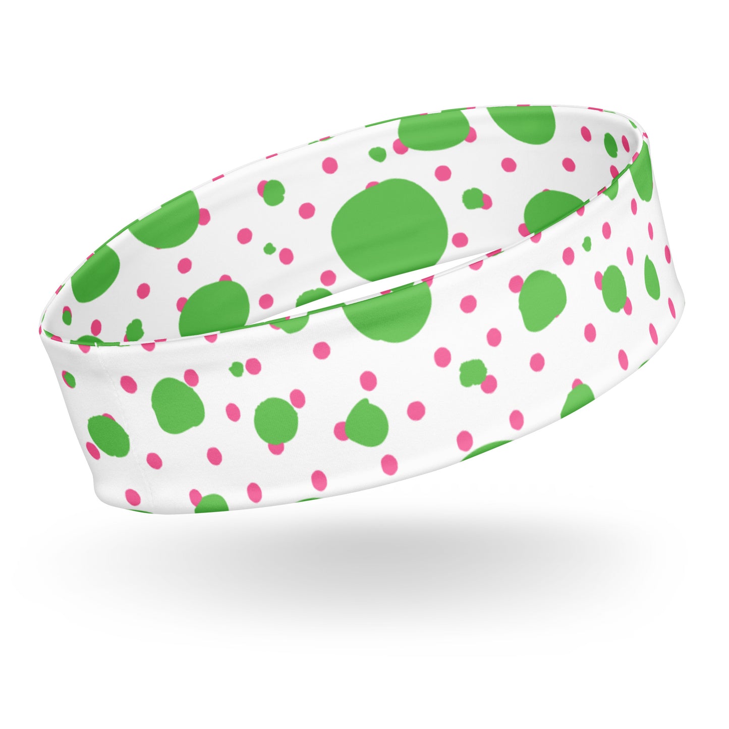 Headband - Green and Pink Polka Dots