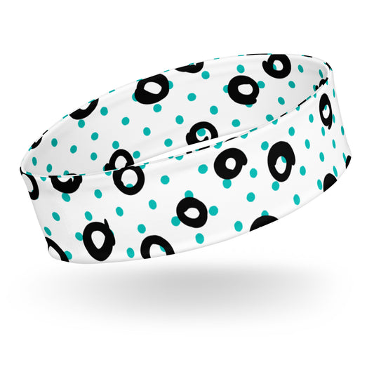 Headband - Black Circle and Teal Polka Dots