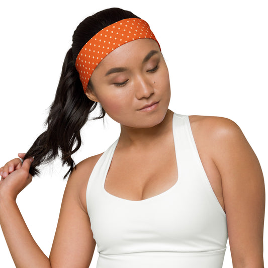 Headband - Orange Peach Polka Dots