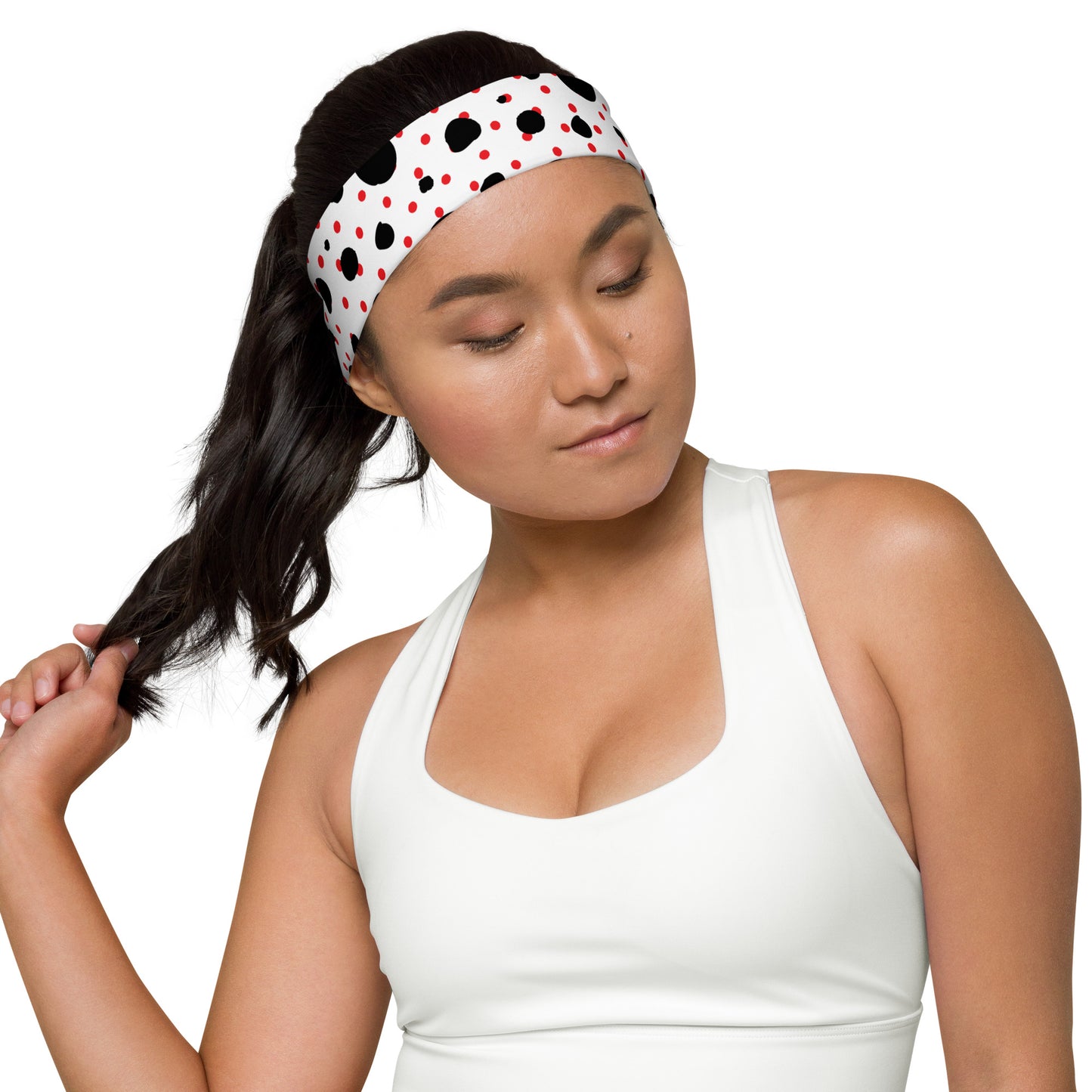 Headband - Black Red Polka Dots