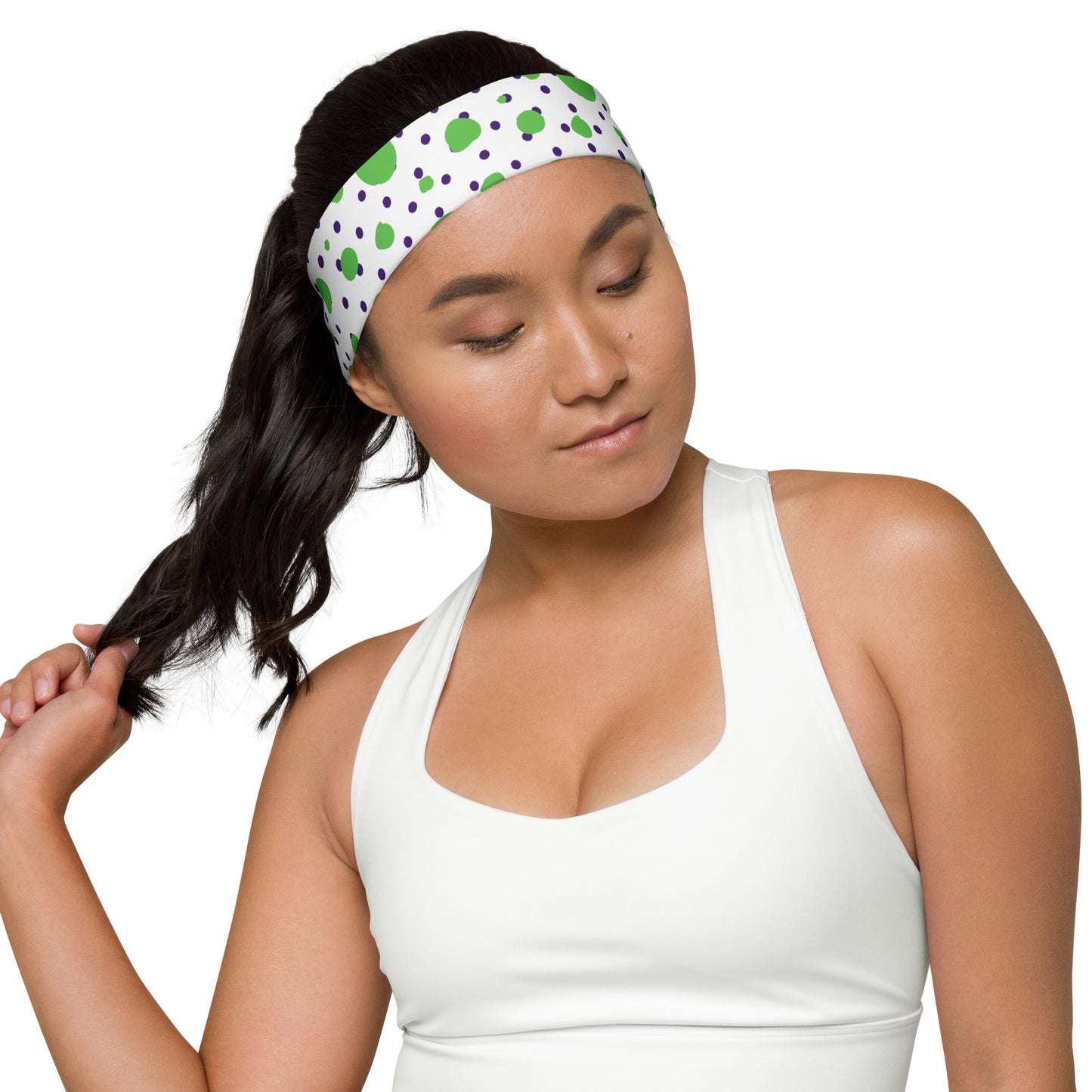 Headband - Green and Purple Polka Dots