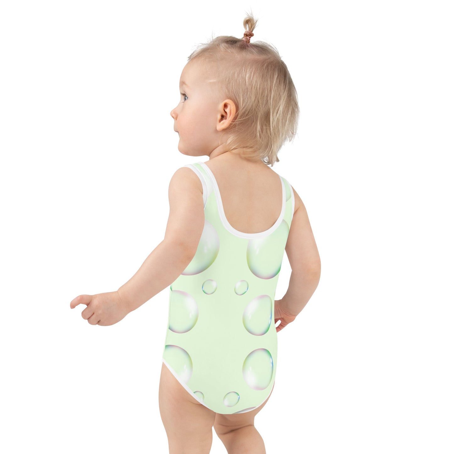 Toddler Swimsuit - Panda Baby with a Balloon in a Frog Suit Panache Light Green