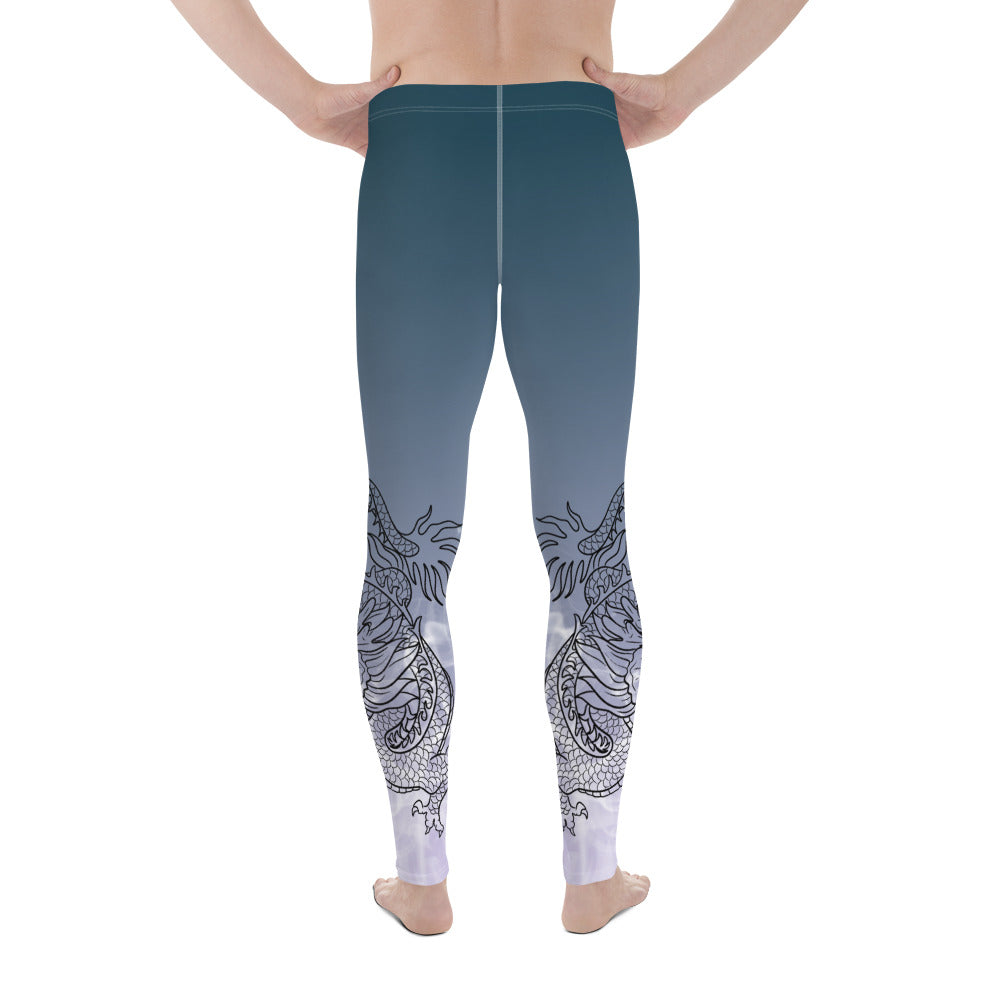 Men's Leggings - Dragon with White Smoke Gradient color 1