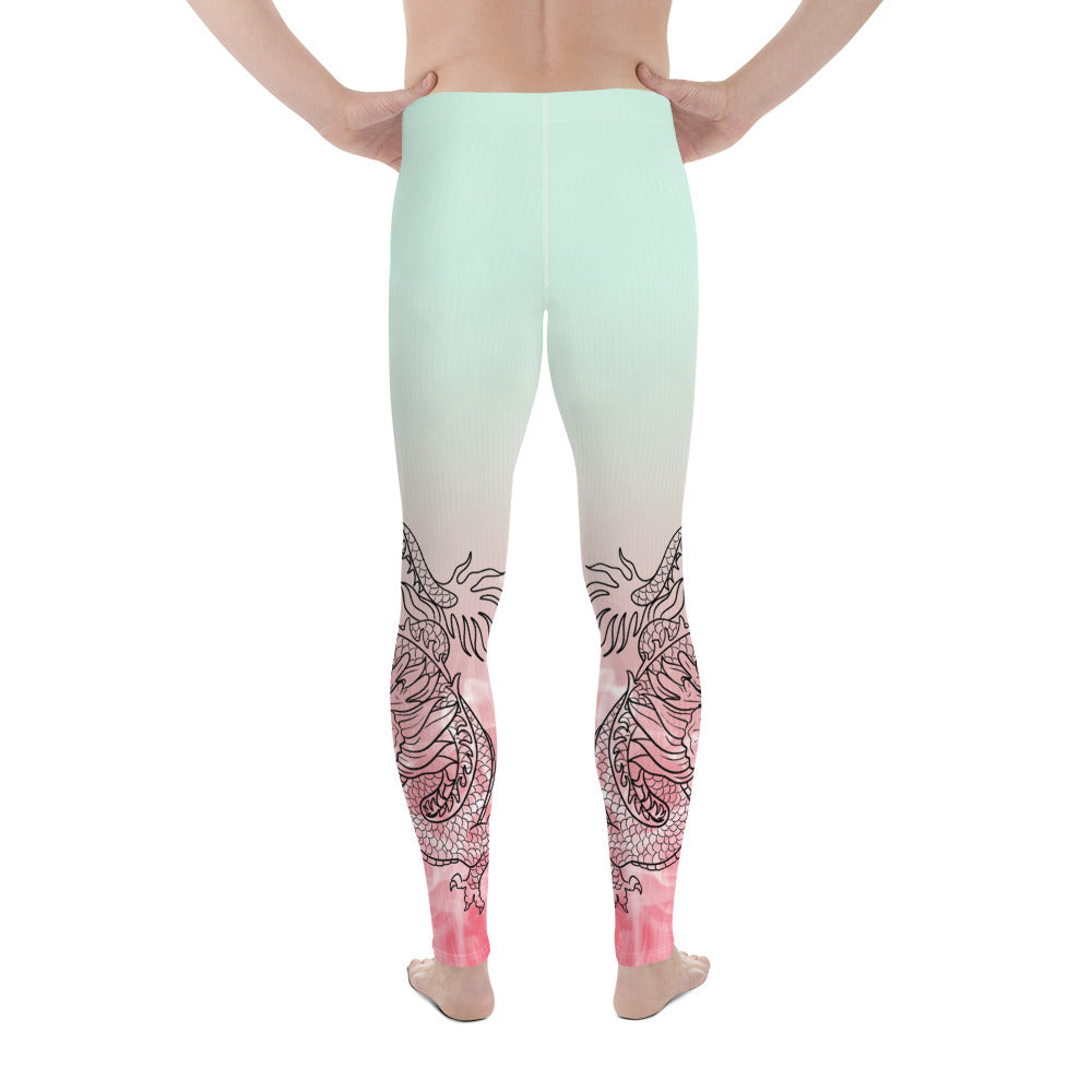 Men's Leggings - Dragon with White Smoke Gradient color 3