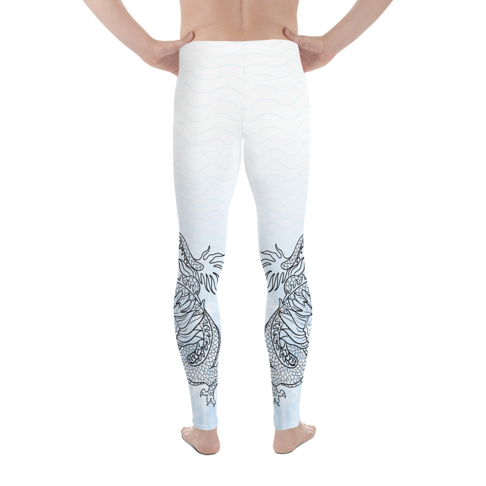 Men's Leggings - Dragon with White Smoke Gradient color 4