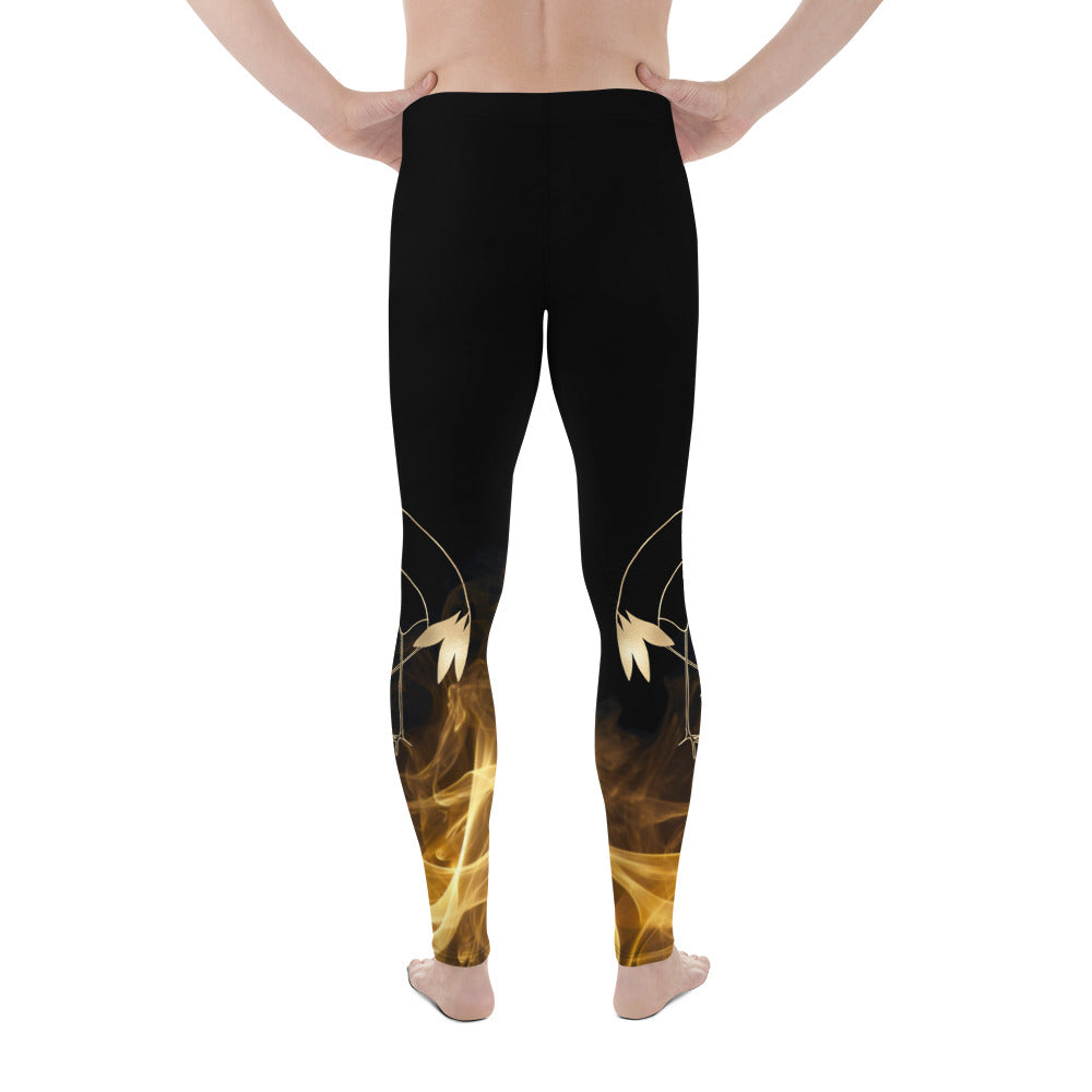 Men's Leggings – Gold Grane, Gold Bamboo Leaf, Gold Smoke - Black background