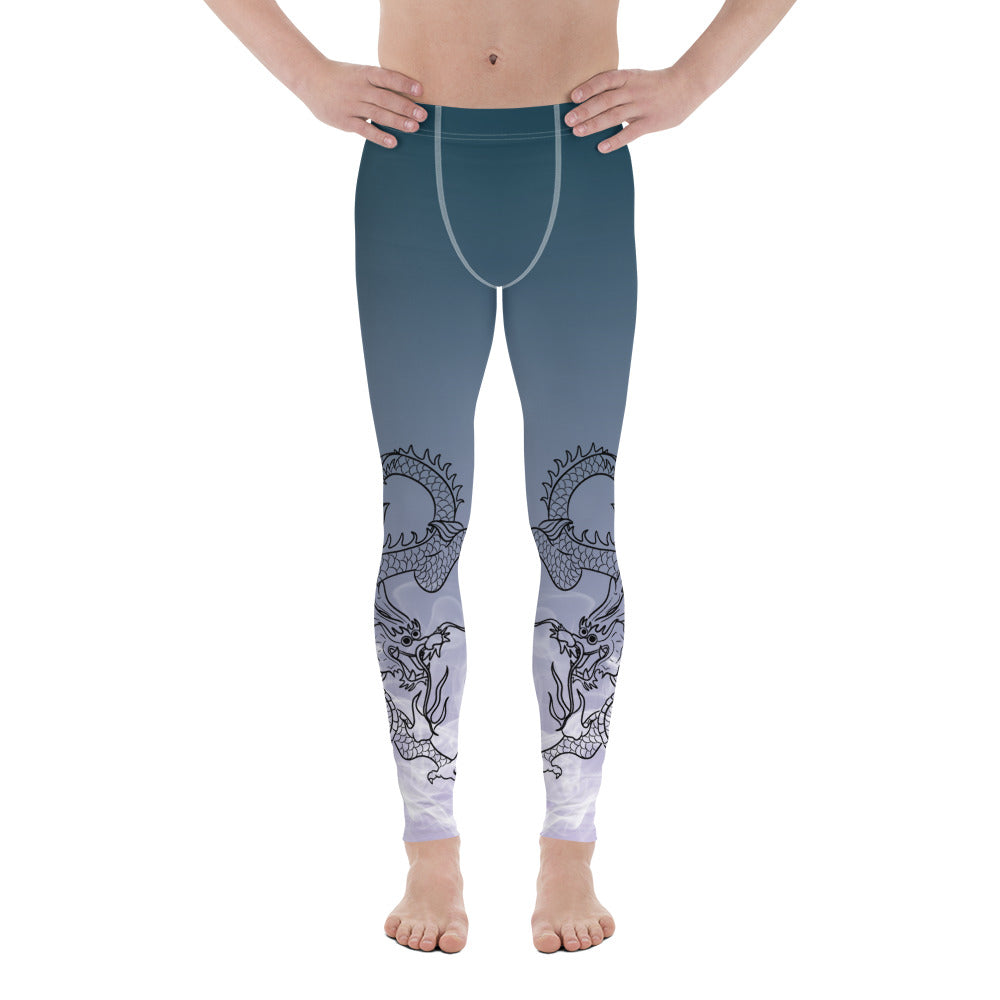 Men's Leggings - Dragon with White Smoke Gradient color 1