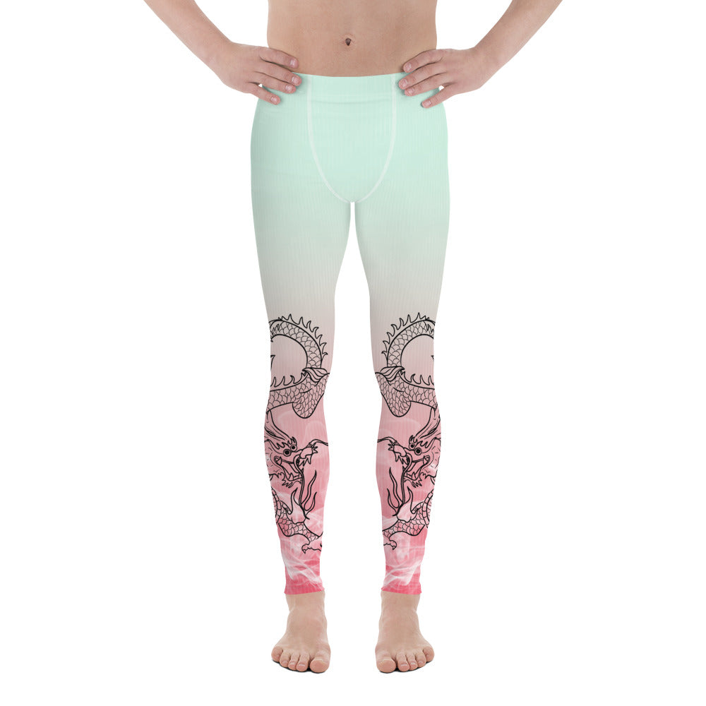 Men's Leggings - Dragon with White Smoke Gradient color 3