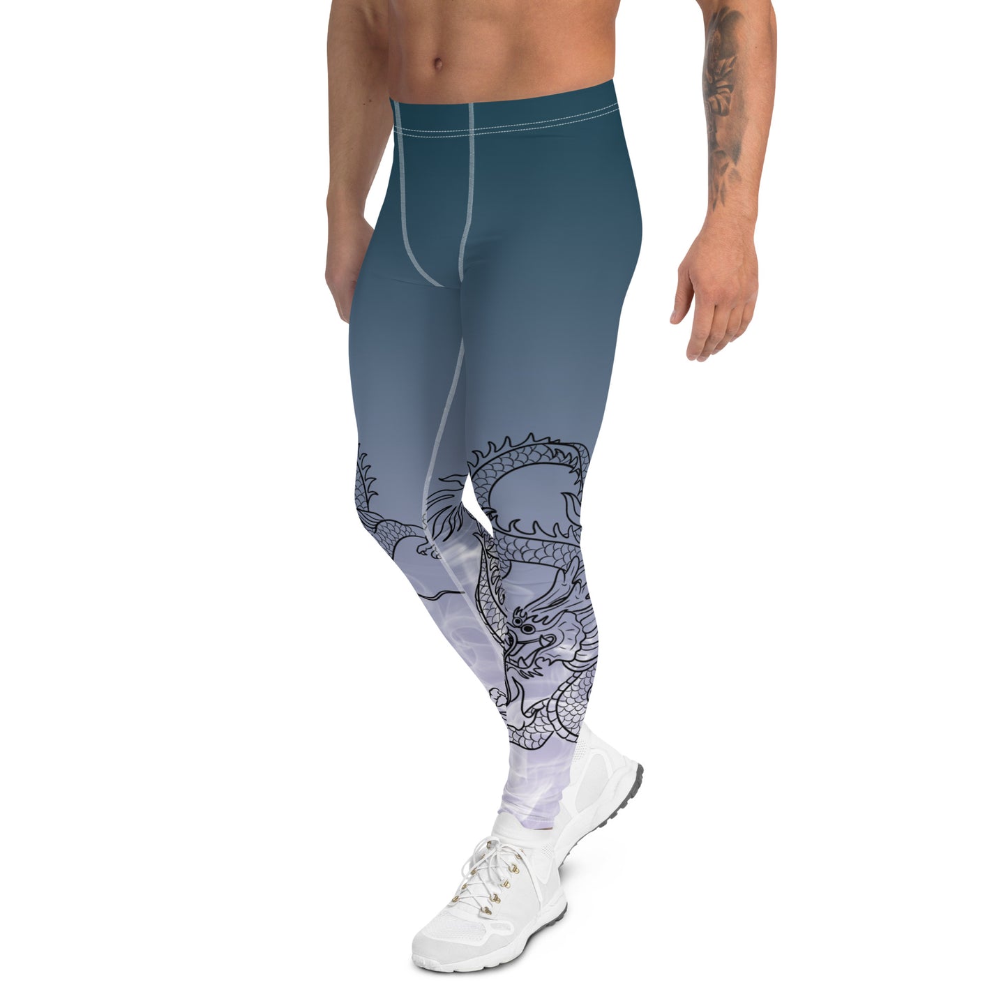 Men's Leggings - Dragon with White Smoke Gradient color 1