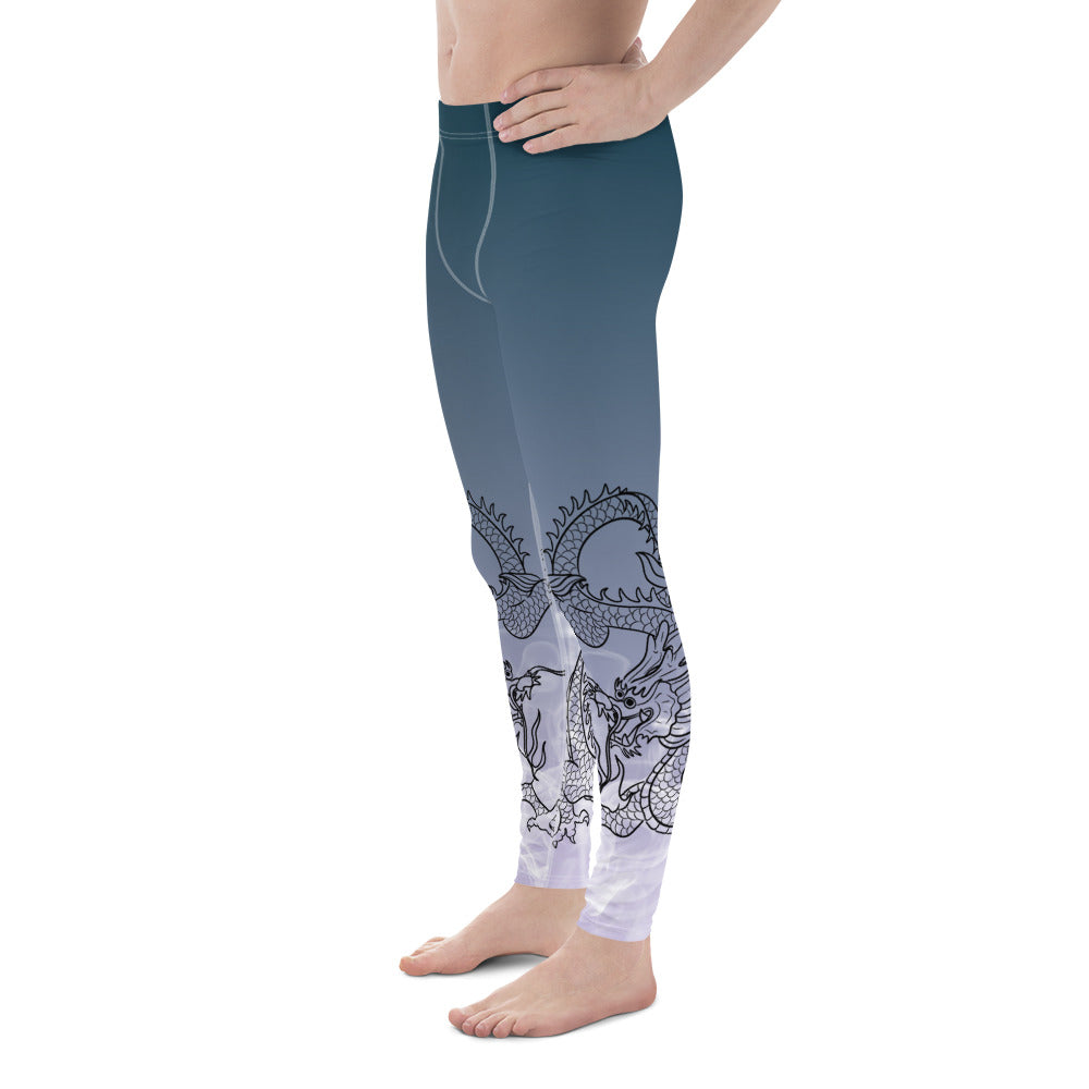 Men's Leggings - Dragon with White Smoke Gradient color 1