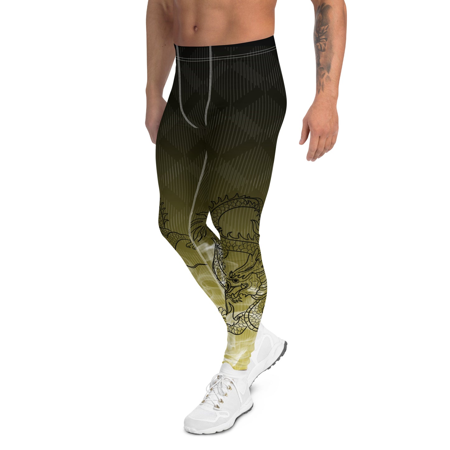 Men's Leggings - Dragon with White Smoke Gradient color 2