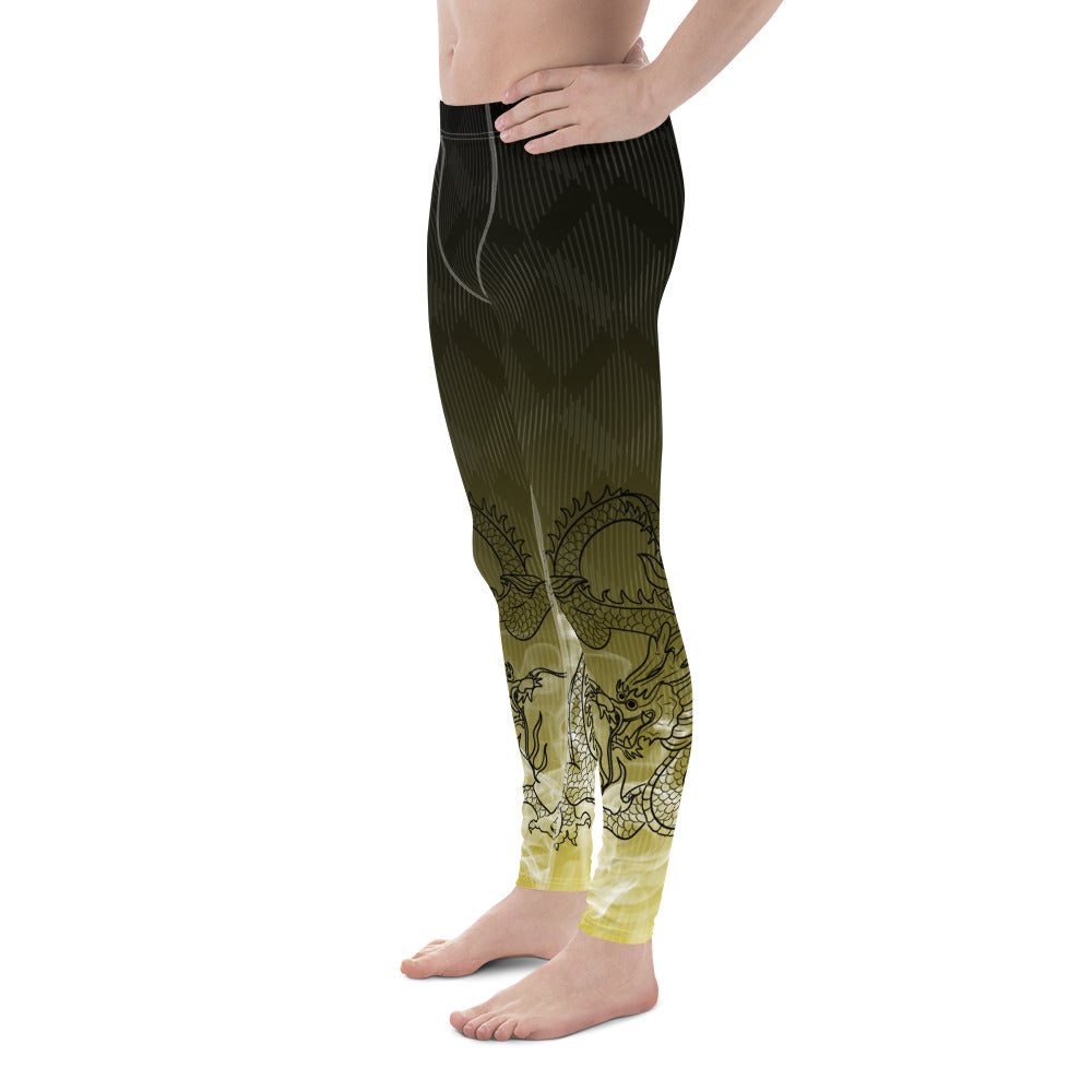 Men's Leggings - Dragon with White Smoke Gradient color 2