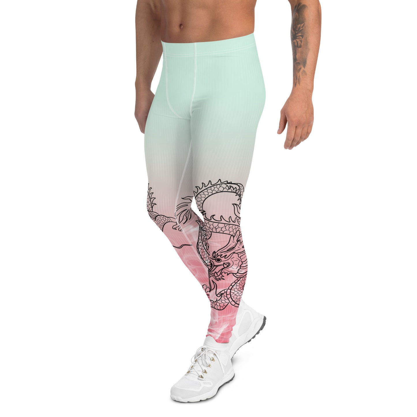 Men's Leggings - Dragon with White Smoke Gradient color 3