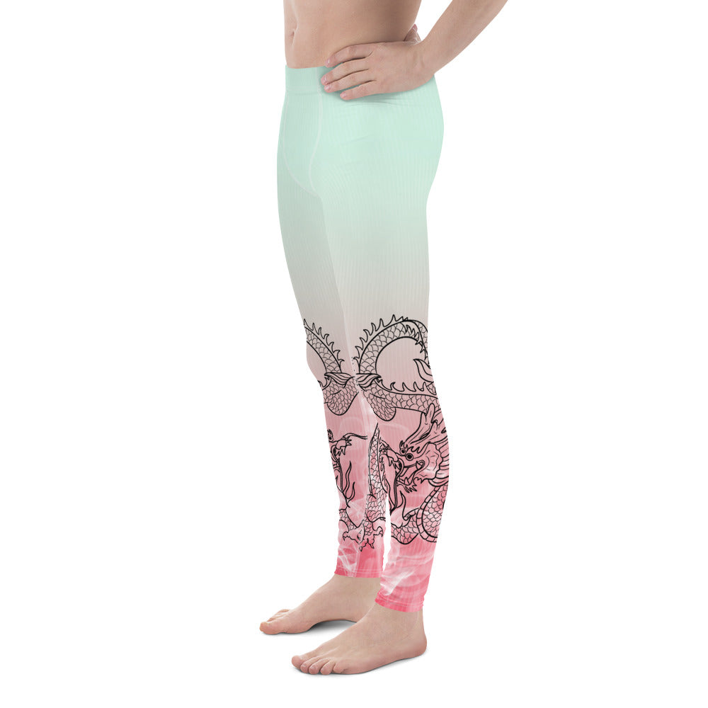 Men's Leggings - Dragon with White Smoke Gradient color 3