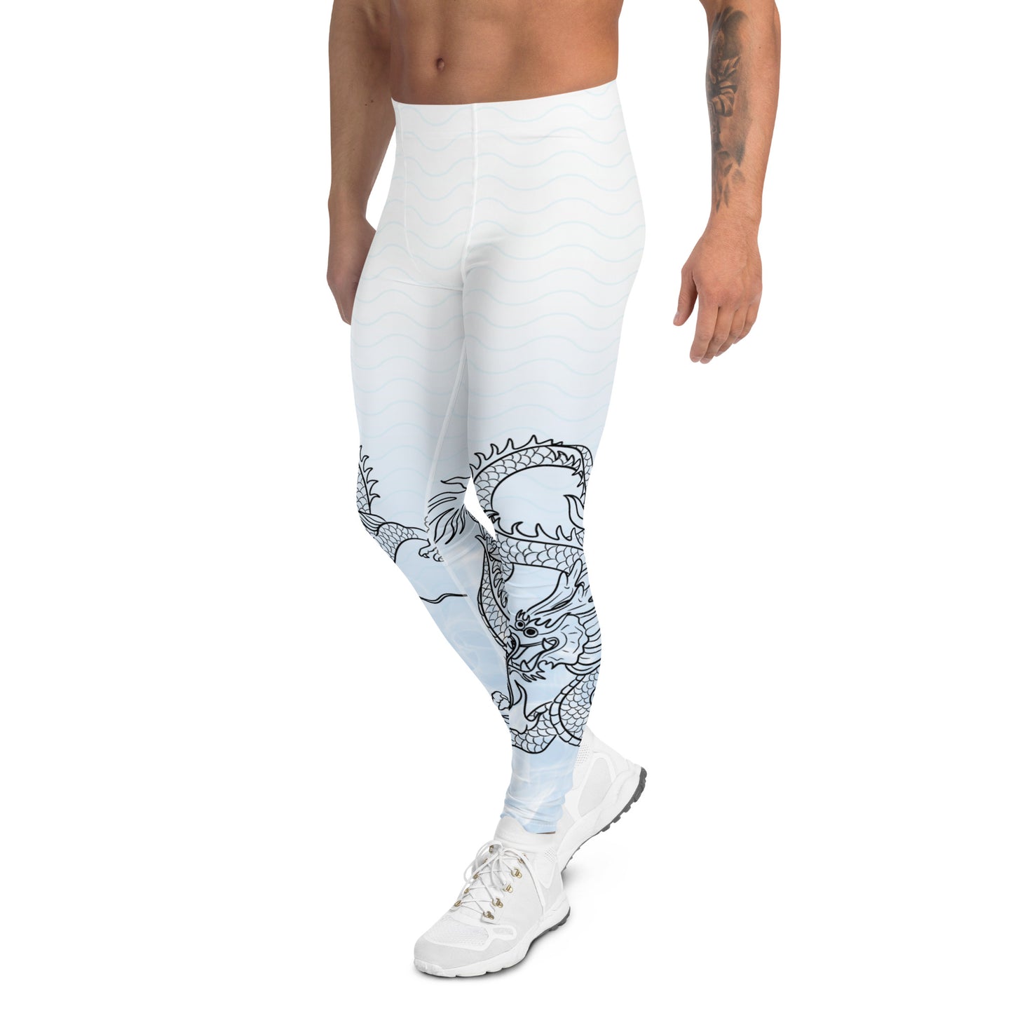 Men's Leggings - Dragon with White Smoke Gradient color 4