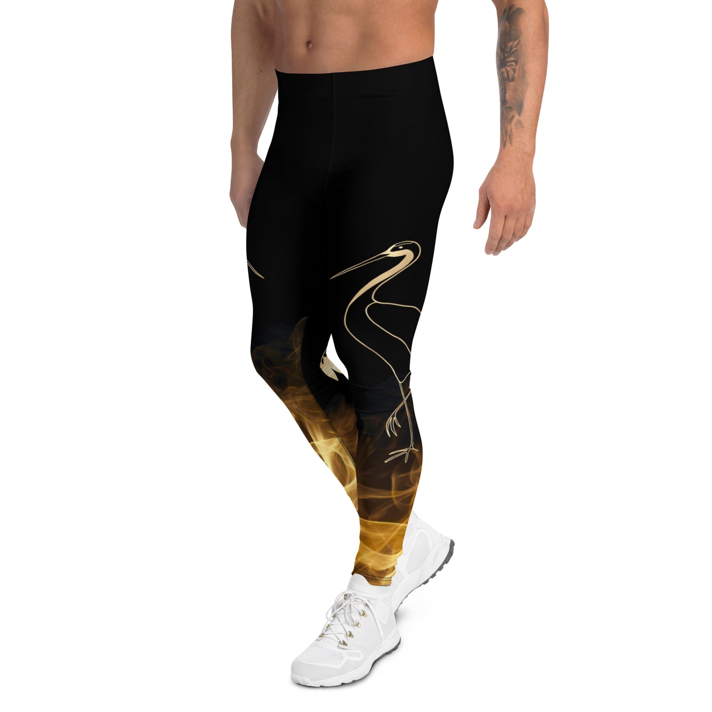 Men's Leggings – Gold Grane, Gold Bamboo Leaf, Gold Smoke - Black background