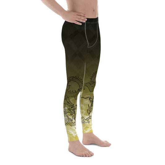 Men's Leggings - Dragon with White Smoke Gradient color 2